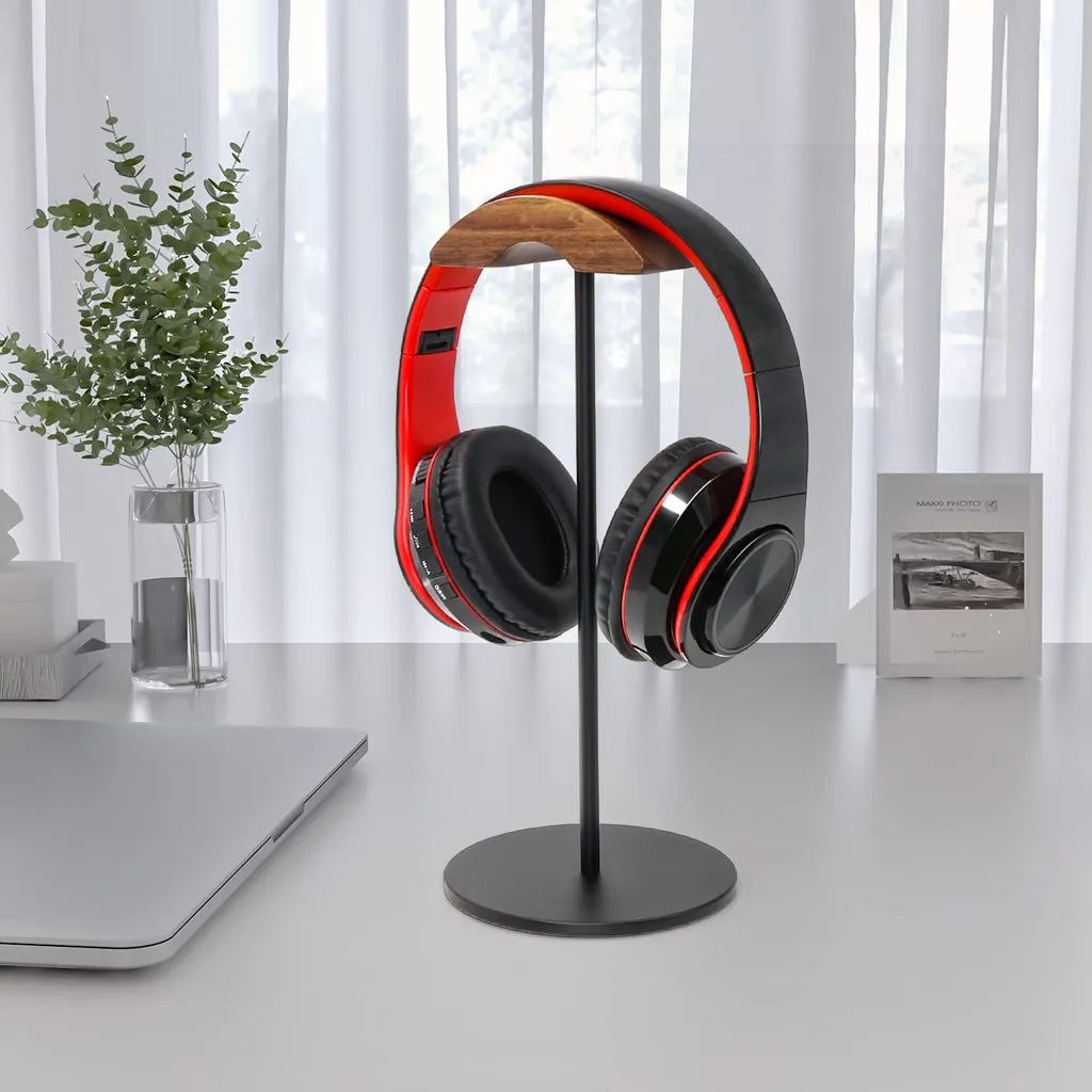 Kopfhörerhalter Kopfhörerständer Universal Aus Holz Kopfhörer Halter Headset Halterung- In Walnussholz – Bild 7