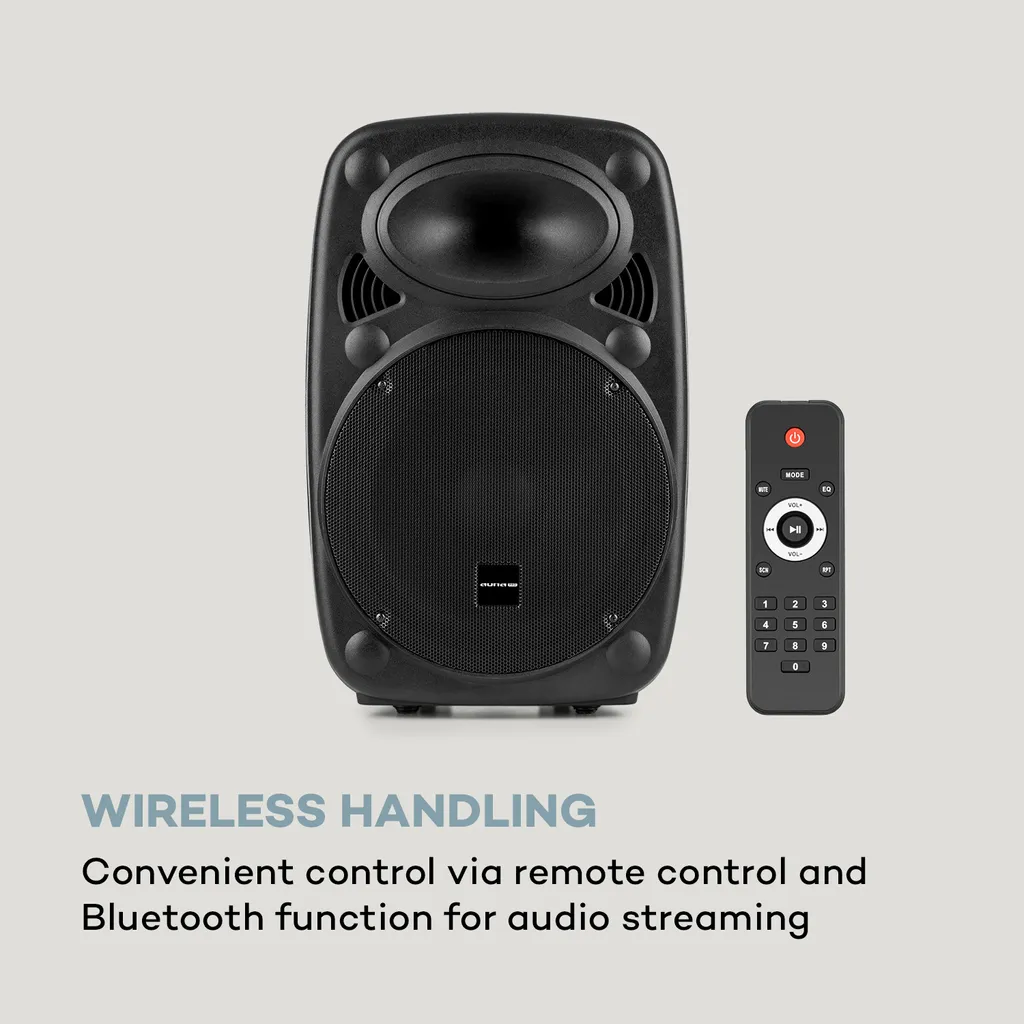 Streetstar 2.0 15 Mobile PA-Anlage 15" Subwoofer Trolley Display BT USB/SD/MP3 Line-Out AUX 2xUHF-Funkmikrofone Fernbedienung 1000 Watt Max. – Bild 3