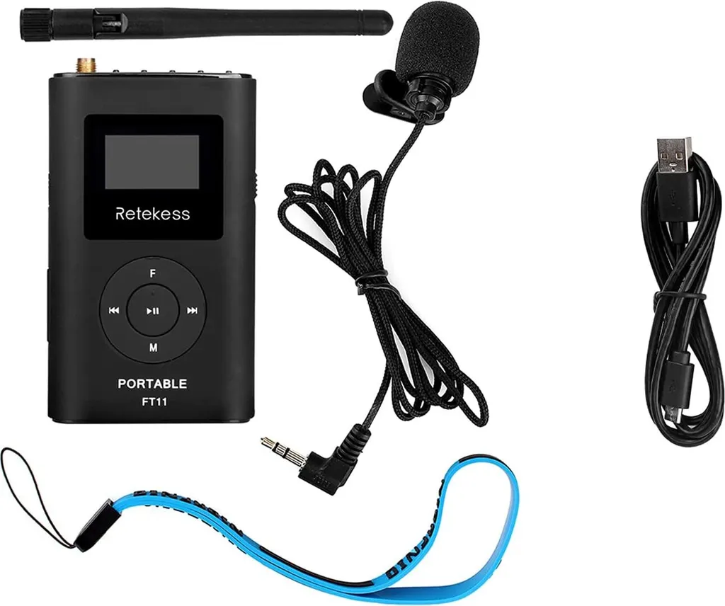 Retekess FT11 Tour Guide System FM-Transmitter Mit 2000 MAh Wiederaufladbarem Akku, Für Gleichzeitige Konferenzen(1 Sender, Schwarz) – Bild 7
