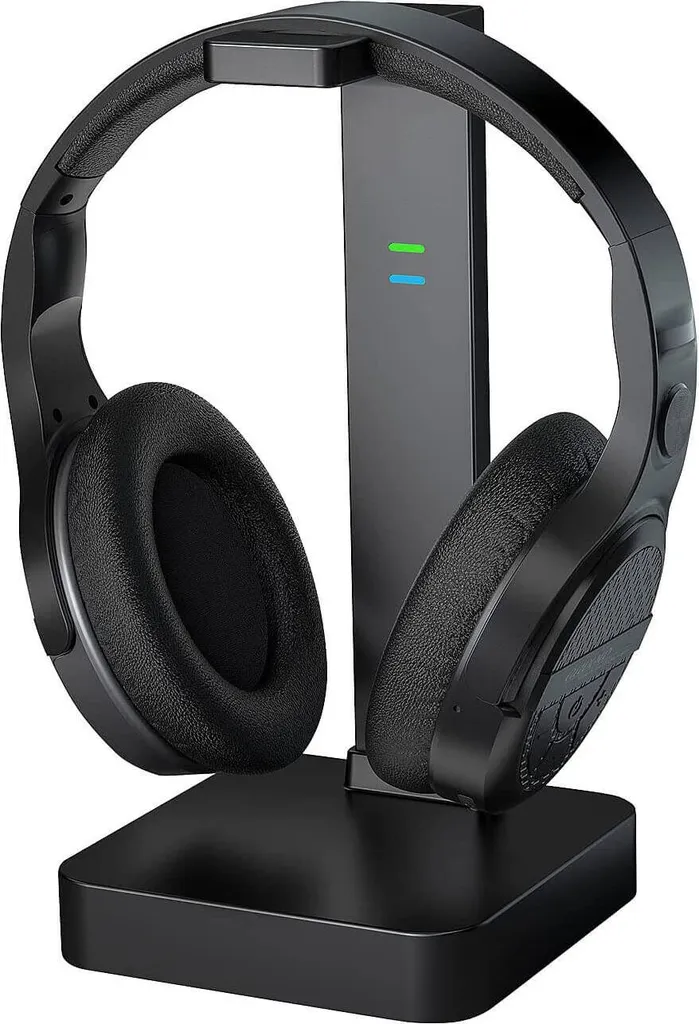 Auvisio OK-320 Fernseh Kopfhörer Digitaler Stereo-Funk-Kopfhörer Mit Akku & DSP2in1 Ladestation Headset Musik Audio HiFi – Bild 2