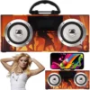 Bluetooth Lautsprecher Smart Speaker Stereo Bass Akku Led Kabelloser Tragbarer Boombox Party Disco TF SD Wireless Musikbox BT 5.0 Funk FM Radio Orange Retoo