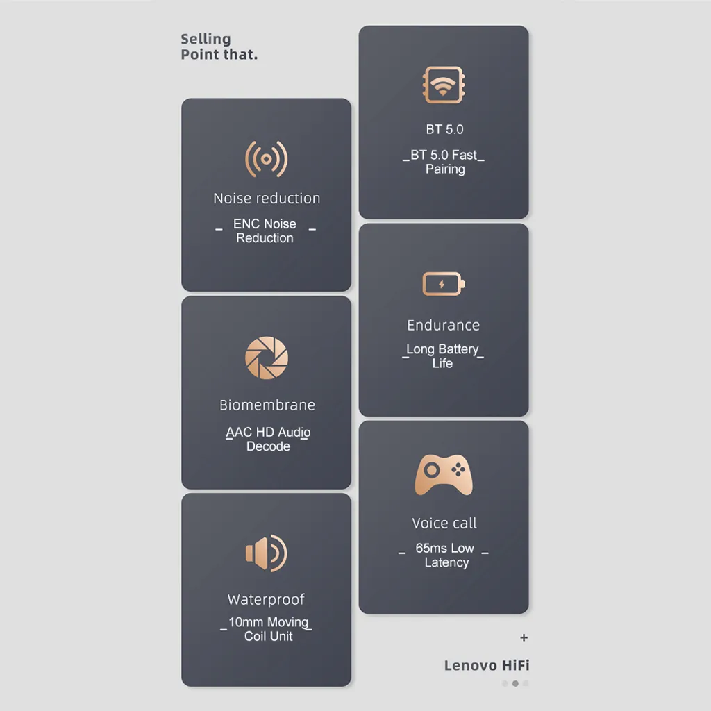 Lenovo LP2 TWS Ohrhoerer Bluetooth 5.0 True Wireless Kopfhoerer Touch Control Sport Headset IPX5 Schweissfeste In-Ear-Kopfhoerer Mit Mikrofon 300mAh Ladekoffer – Bild 9