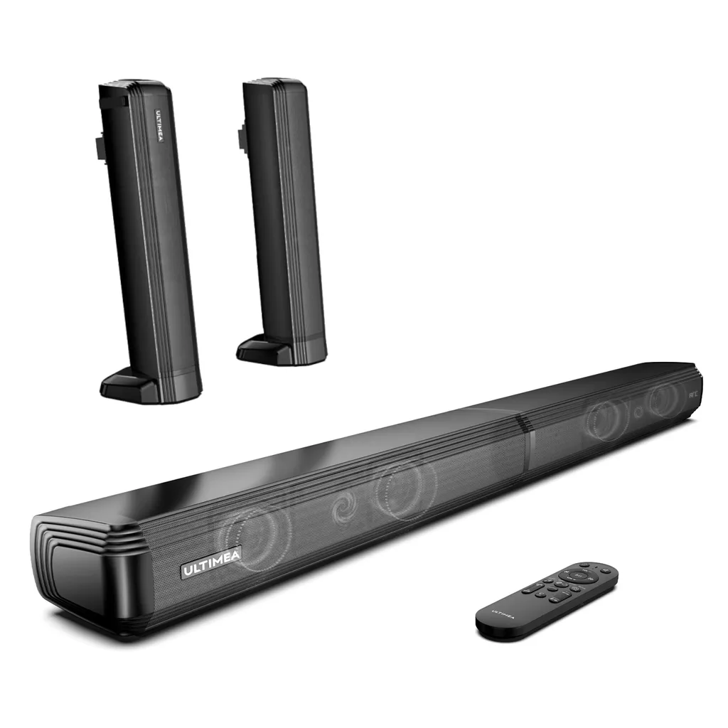 Ultimea Soundbar Bluetooth 2.2 Kanal, 2 In 1 Abnehmbares Design, Eingebaute 2 Hochtöner Und Tieftöner, Bluetooth 5.0, ARC, Optisch, AUX Und USB