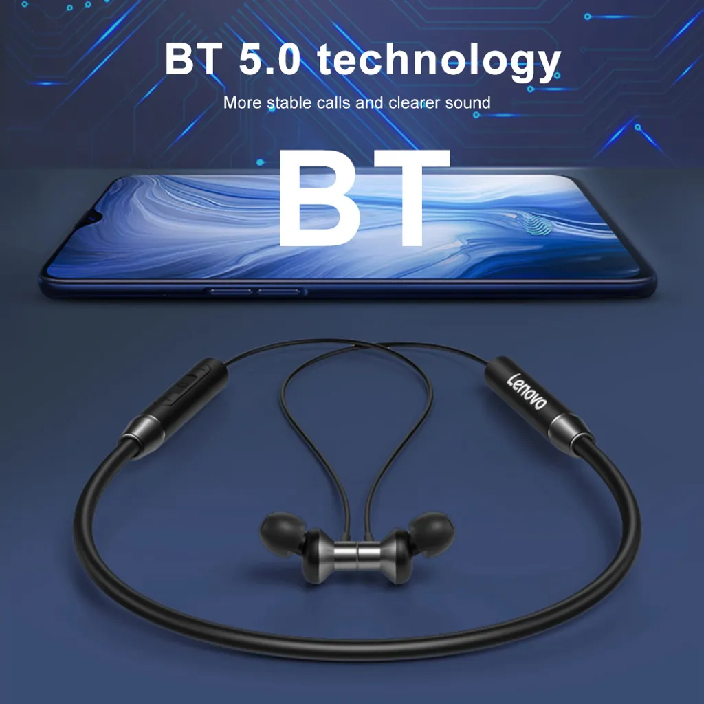 Lenovo HE05 Kopfh?rer Bluetooth5.0 Drahtloses Headset Magnetischer Nackenbš¹gel Kopfh?rer IPX5 Wasserdichter Sportohrh?rer Mit Ger?uschunterdrš¹ckendem Mikrofon – Bild 3