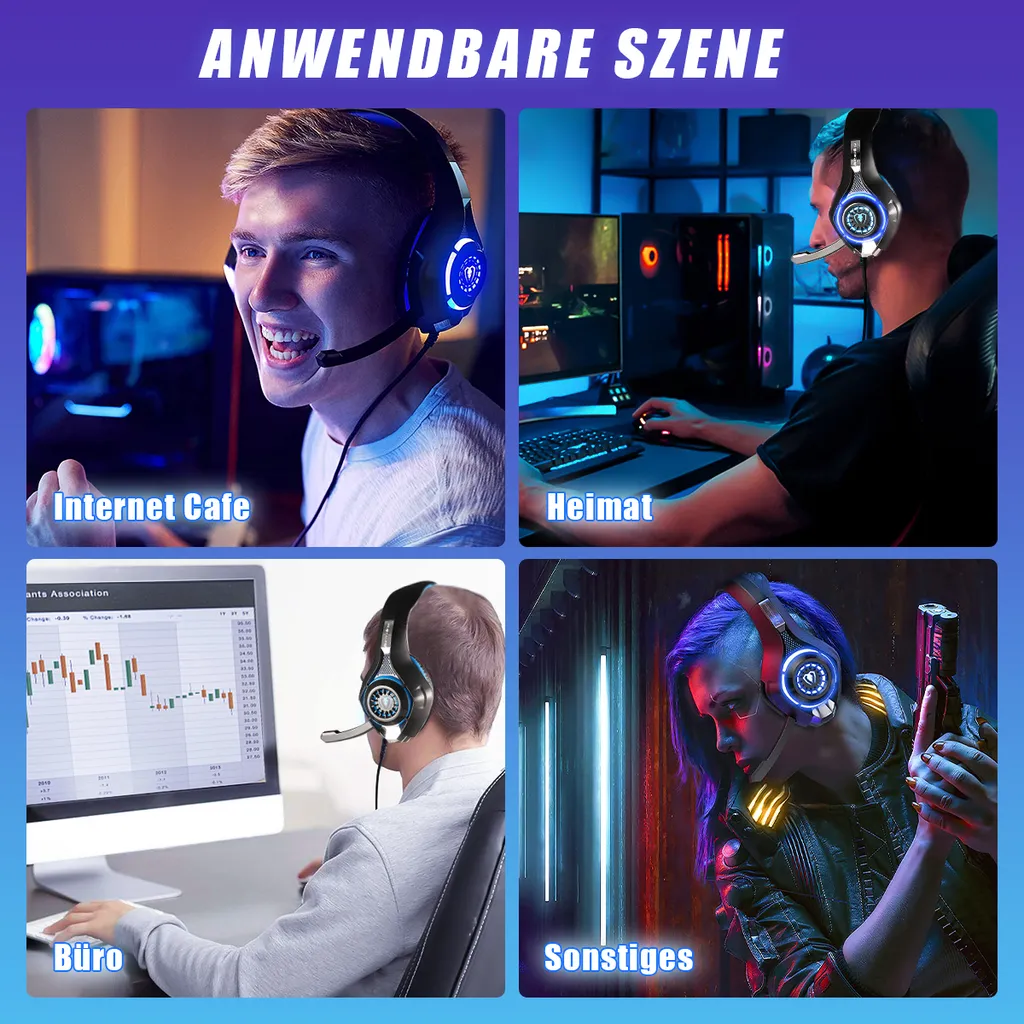 Gaming-Headset Für PS4 PS5 Xbox One Switch PC Mit Mikrofon Mit Geräuschunterdrückung Und Tiefem Bass-Stereo-Sound – Bild 6