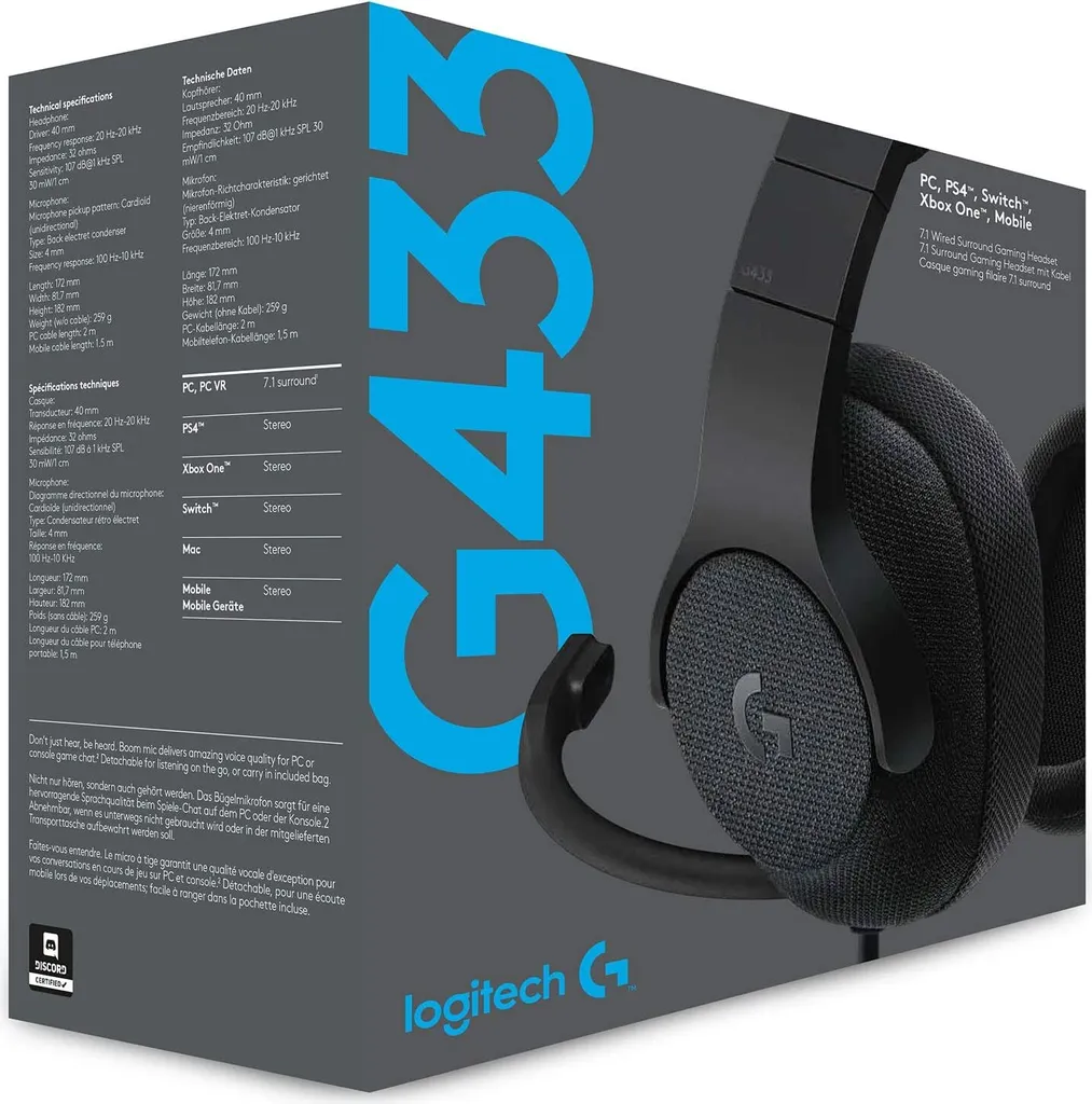 Logitech G433 7.1 Surround Gaming Headset Mit Kabel Schwarz 981-000668 – Bild 13