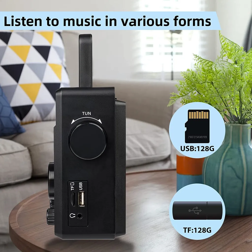 Retekess TR629 Tragbares Radio, AM FM SW Weltempfänger Notfallradiomit DSP, Unterstützt U Disk/SD-Karte, Uhr, Wecker, Radio Batteriebetrieben, Geschenk Für Ältere Menschen – Bild 2