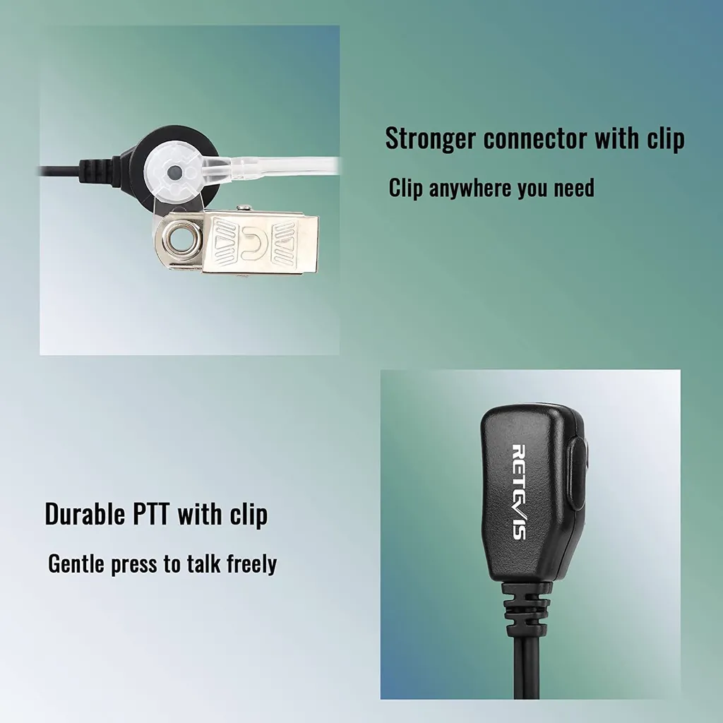 Retevis M001 Funkgerät Headset 2 Pin Kopfhörer Covert Akustische Rohr Ohrhörer Kompatibel Mit Minland G15/G18 Motorola DP1400 CP040 CP88 CP100 CP150 GP68 GP88 GP300 Walkie Talkies (2 STK.) – Bild 5