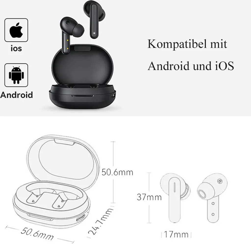 Haylou In Ear Kopfhörer GT7 Neo Bluetooth Headset Rauschunterdrückung Kopfhörer 20h Dauer Laptop Mac Handy Tablet Schwarz – Bild 10