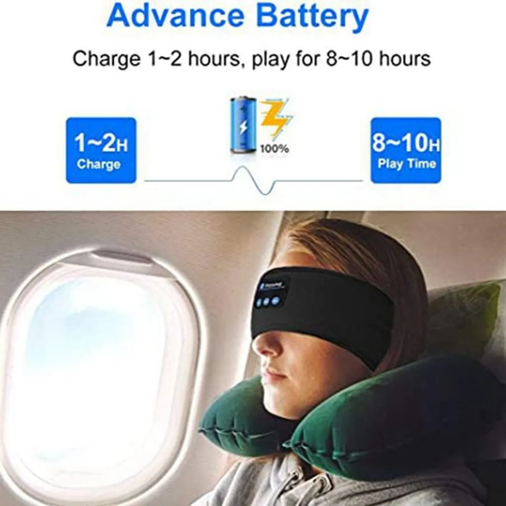 Schlaf Kopfhörer Bluetooth Schlaf Kopfhörer Stereo Lautsprecher Wireless Bluetooth Sport Stirnband Waschbare (Blau) – Bild 3