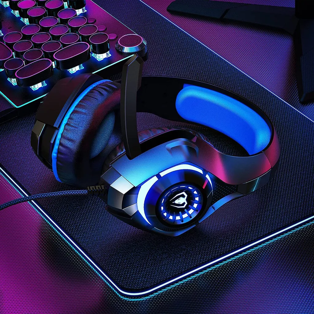 Gaming Headset Für PS5 PS4 Xbox Series PC, Over Ear 3.5 Mm Deep Bass Stereo Surround Sound PS5 Headset Mit Noise Cancelling Mic Und LED Licht Für Laptop, Switch, Tablet – Bild 7