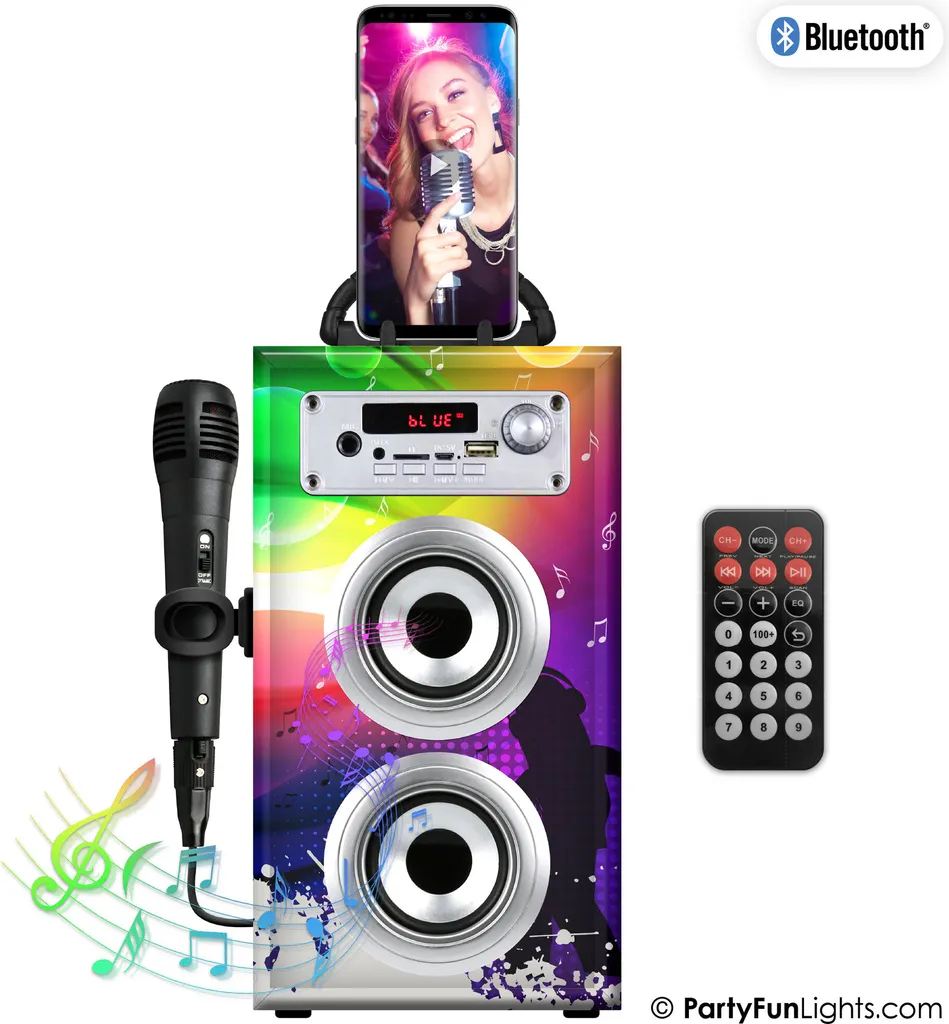 PartyFunLights Bluetooth Karaoke-Party-Lautsprecher - Mikrofon - Fernbedienung – Bild 2