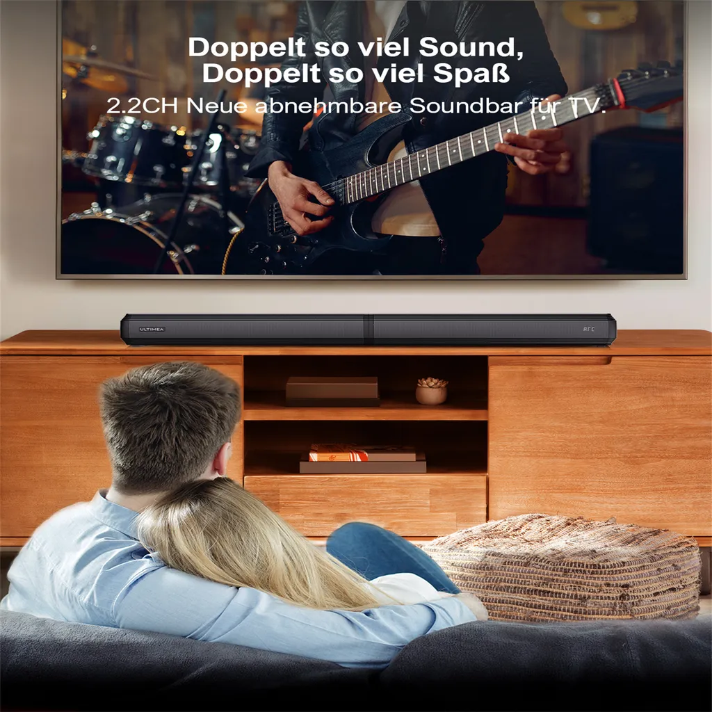 Ultimea Soundbar Bluetooth 2.2 Kanal, 2 In 1 Abnehmbares Design, Eingebaute 2 Hochtöner Und Tieftöner, Bluetooth 5.0, ARC, Optisch, AUX Und USB – Bild 6