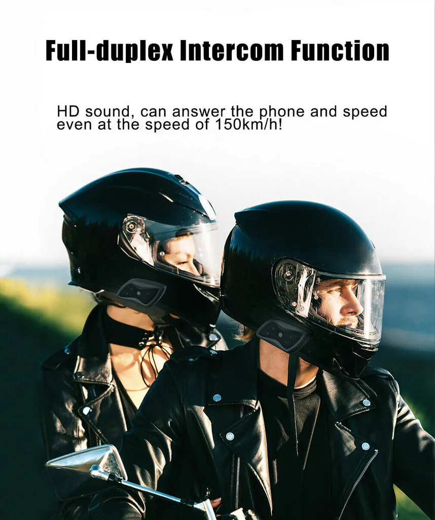 2-Pack T6 PLUS Motorrad Intercom 1500m Motorradhelm Bluetooth 5.1 Headset Interphone Motorrad-Kopfhörer Gegensprechanlage – Bild 7