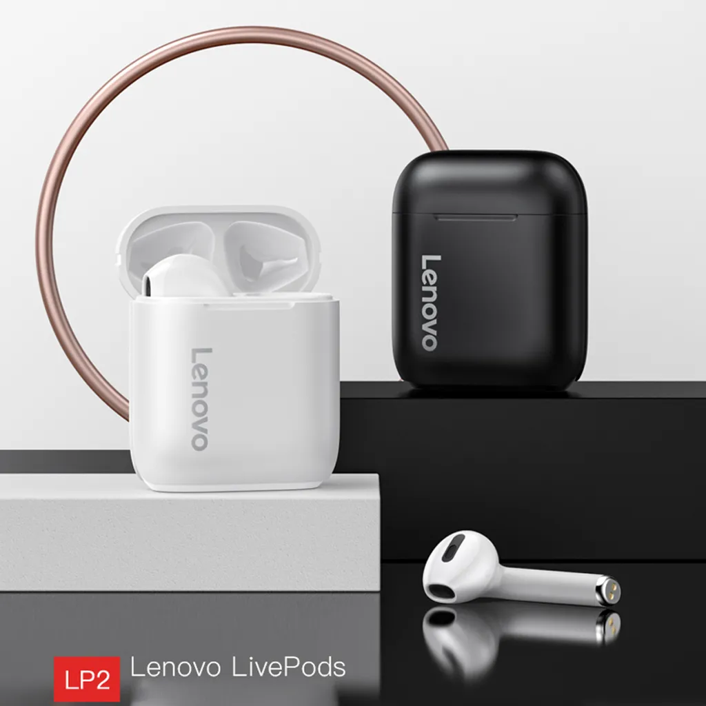 Lenovo LP2 TWS Ohrhoerer Bluetooth 5.0 True Wireless Kopfhoerer Touch Control Sport Headset IPX5 Schweissfeste In-Ear-Kopfhoerer Mit Mikrofon 300mAh Ladekoffer – Bild 8